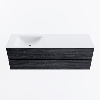 Mondiaz VICA 150cm badmeubel onderkast Antracite 2 lades. Wastafel CLOUD links 1 kraangat, kleur Talc.