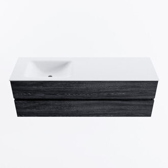 Mondiaz VICA 150cm badmeubel onderkast Antracite 2 lades. Wastafel CLOUD links zonder kraangat, kleur Talc.