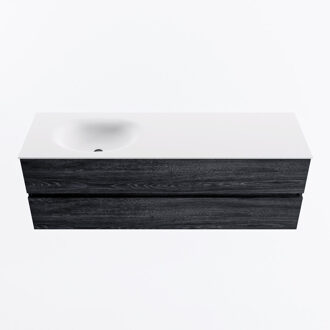 Mondiaz VICA 150cm badmeubel onderkast Antracite 2 lades. Wastafel MOON links 1 kraangat, kleur Talc.