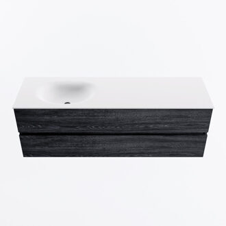 Mondiaz VICA 150cm badmeubel onderkast Antracite 2 lades. Wastafel MOON links zonder kraangat, kleur Talc.