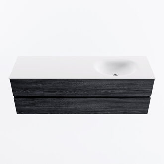 Mondiaz VICA 150cm badmeubel onderkast Antracite 2 lades. Wastafel MOON rechts 1 kraangat, kleur Talc.