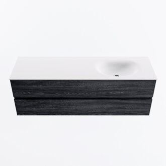 Mondiaz VICA 150cm badmeubel onderkast Antracite 2 lades. Wastafel MOON rechts zonder kraangat, kleur Talc.