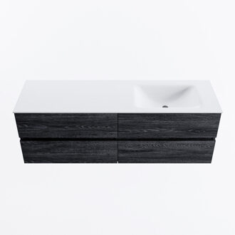 Mondiaz VICA 150cm badmeubel onderkast Antracite 4 lades. Wastafel CLOUD rechts zonder kraangat, kleur Talc.