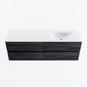 Mondiaz VICA 150cm badmeubel onderkast Antracite 4 lades. Wastafel MOON rechts 1 kraangat, kleur Talc.