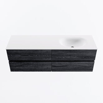 Mondiaz VICA 150cm badmeubel onderkast Antracite 4 lades. Wastafel MOON rechts zonder kraangat, kleur Talc.