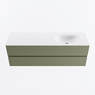 Mondiaz VICA 150cm badmeubel onderkast Army 2 lades. Wastafel MOON rechts 1 kraangat, kleur Talc.