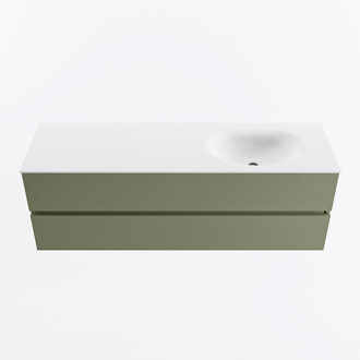 Mondiaz VICA 150cm badmeubel onderkast Army 2 lades. Wastafel MOON rechts zonder kraangat, kleur Talc.