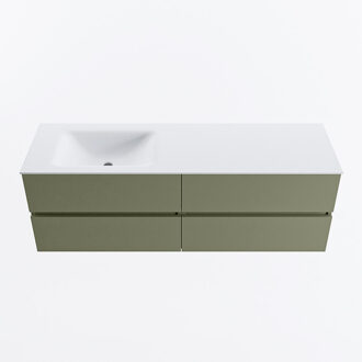 Mondiaz VICA 150cm badmeubel onderkast Army 4 lades. Wastafel CLOUD links zonder kraangat, kleur Talc.