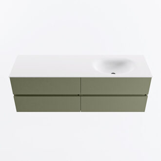 Mondiaz VICA 150cm badmeubel onderkast Army 4 lades. Wastafel MOON rechts 1 kraangat, kleur Talc.