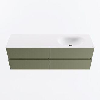 Mondiaz VICA 150cm badmeubel onderkast Army 4 lades. Wastafel MOON rechts zonder kraangat, kleur Talc.
