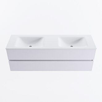 Mondiaz VICA 150cm badmeubel onderkast Cale 2 lades. Wastafel CLOUD dubbel 2 kraangaten, kleur Talc.