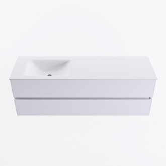 Mondiaz VICA 150cm badmeubel onderkast Cale 2 lades. Wastafel CLOUD links 1 kraangat, kleur Talc.