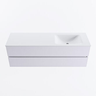 Mondiaz VICA 150cm badmeubel onderkast Cale 2 lades. Wastafel CLOUD rechts zonder kraangat, kleur Talc.