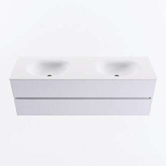 Mondiaz VICA 150cm badmeubel onderkast Cale 2 lades. Wastafel MOON dubbel 2 kraangaten, kleur Talc.