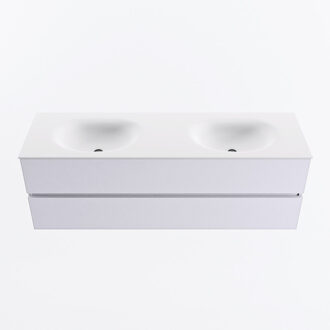 Mondiaz VICA 150cm badmeubel onderkast Cale 2 lades. Wastafel MOON dubbel zonder kraangat, kleur Talc.