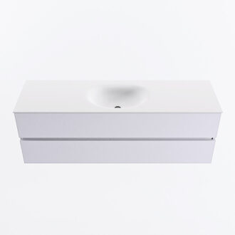 Mondiaz VICA 150cm badmeubel onderkast Cale 2 lades. Wastafel MOON midden zonder kraangat, kleur Talc.