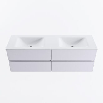 Mondiaz VICA 150cm badmeubel onderkast Cale 4 lades. Wastafel CLOUD dubbel 2 kraangaten, kleur Talc.