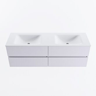 Mondiaz VICA 150cm badmeubel onderkast Cale 4 lades. Wastafel CLOUD dubbel zonder kraangat, kleur Talc.