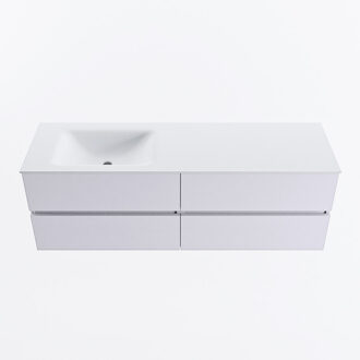 Mondiaz VICA 150cm badmeubel onderkast Cale 4 lades. Wastafel CLOUD links zonder kraangat, kleur Talc.