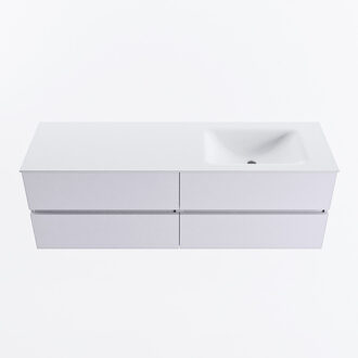 Mondiaz VICA 150cm badmeubel onderkast Cale 4 lades. Wastafel CLOUD rechts zonder kraangat, kleur Talc.