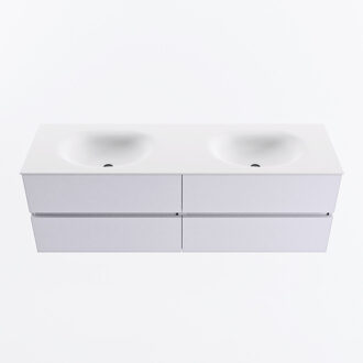 Mondiaz VICA 150cm badmeubel onderkast Cale 4 lades. Wastafel MOON dubbel zonder kraangat, kleur Talc.