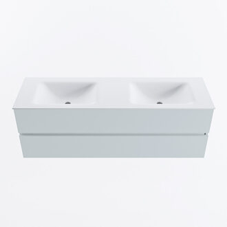 Mondiaz VICA 150cm badmeubel onderkast Clay 2 lades. Wastafel CLOUD dubbel zonder kraangat, kleur Talc.