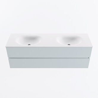 Mondiaz VICA 150cm badmeubel onderkast Clay 2 lades. Wastafel MOON dubbel zonder kraangat, kleur Talc.