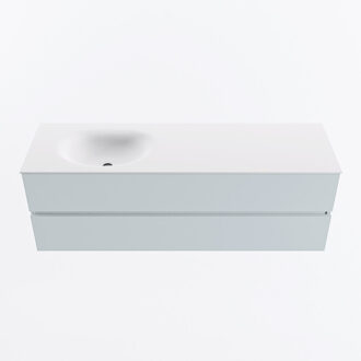 Mondiaz VICA 150cm badmeubel onderkast Clay 2 lades. Wastafel MOON links 1 kraangat, kleur Talc.