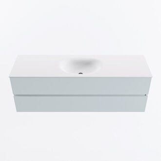 Mondiaz VICA 150cm badmeubel onderkast Clay 2 lades. Wastafel MOON midden zonder kraangat, kleur Talc.