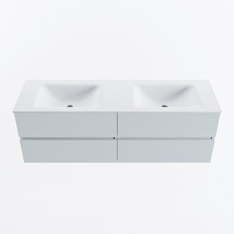 Mondiaz VICA 150cm badmeubel onderkast Clay 4 lades. Wastafel CLOUD dubbel zonder kraangat, kleur Talc.