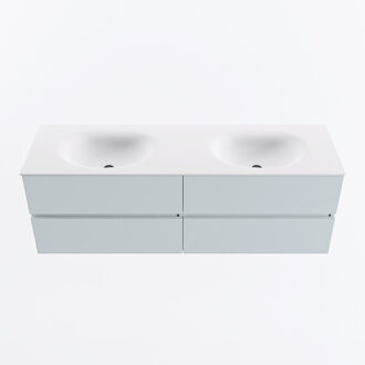 Mondiaz VICA 150cm badmeubel onderkast Clay 4 lades. Wastafel MOON dubbel zonder kraangat, kleur Talc.
