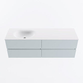 Mondiaz VICA 150cm badmeubel onderkast Clay 4 lades. Wastafel MOON links 1 kraangat, kleur Talc.