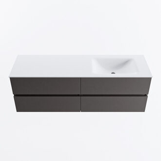 Mondiaz VICA 150cm badmeubel onderkast Dark Grey 4 lades. Wastafel CLOUD rechts zonder kraangat, kleur Talc.
