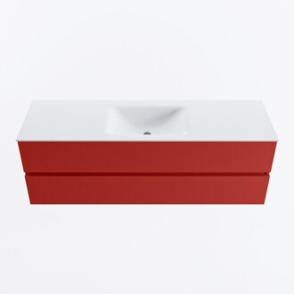 Mondiaz VICA 150cm badmeubel onderkast Fire 2 lades. Wastafel CLOUD midden 1 kraangat, kleur Talc.