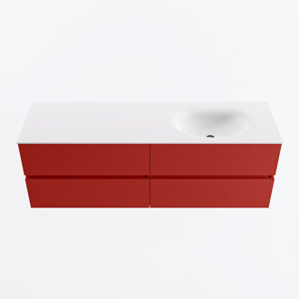 Mondiaz VICA 150cm badmeubel onderkast Fire 4 lades. Wastafel MOON rechts 1 kraangat, kleur Talc.