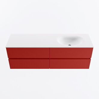 Mondiaz VICA 150cm badmeubel onderkast Fire 4 lades. Wastafel MOON rechts zonder kraangat, kleur Talc.