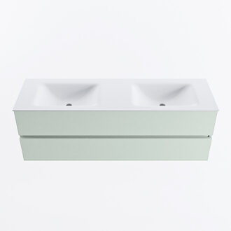 Mondiaz VICA 150cm badmeubel onderkast Greey 2 lades. Wastafel CLOUD dubbel 2 kraangaten, kleur Talc.