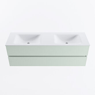 Mondiaz VICA 150cm badmeubel onderkast Greey 2 lades. Wastafel CLOUD dubbel zonder kraangat, kleur Talc.