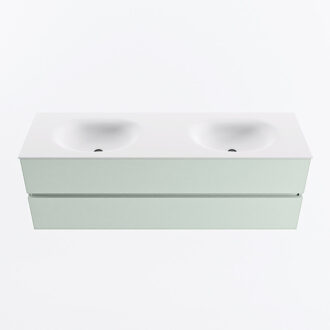 Mondiaz VICA 150cm badmeubel onderkast Greey 2 lades. Wastafel MOON dubbel zonder kraangat, kleur Talc.