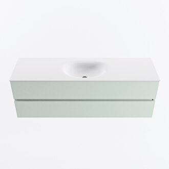 Mondiaz VICA 150cm badmeubel onderkast Greey 2 lades. Wastafel MOON midden 1 kraangat, kleur Talc.