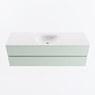 Mondiaz VICA 150cm badmeubel onderkast Greey 2 lades. Wastafel MOON midden zonder kraangat, kleur Talc.