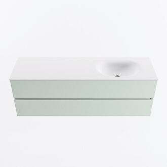 Mondiaz VICA 150cm badmeubel onderkast Greey 2 lades. Wastafel MOON rechts zonder kraangat, kleur Talc.