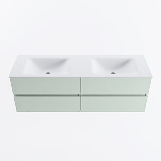 Mondiaz VICA 150cm badmeubel onderkast Greey 4 lades. Wastafel CLOUD dubbel zonder kraangat, kleur Talc.