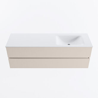 Mondiaz VICA 150cm badmeubel onderkast Linen 2 lades. Wastafel CLOUD rechts 1 kraangat, kleur Talc.