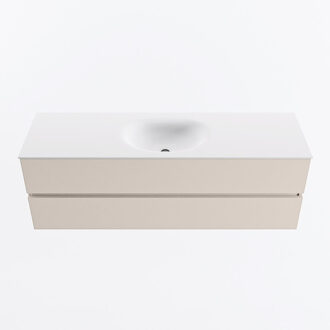 Mondiaz VICA 150cm badmeubel onderkast Linen 2 lades. Wastafel MOON midden 1 kraangat, kleur Talc.