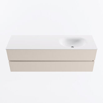 Mondiaz VICA 150cm badmeubel onderkast Linen 2 lades. Wastafel MOON rechts zonder kraangat, kleur Talc.