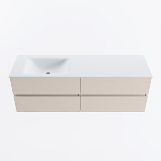 Mondiaz VICA 150cm badmeubel onderkast Linen 4 lades. Wastafel CLOUD links 1 kraangat, kleur Talc.