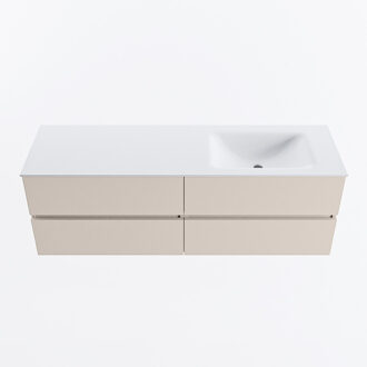 Mondiaz VICA 150cm badmeubel onderkast Linen 4 lades. Wastafel CLOUD rechts 1 kraangat, kleur Talc.