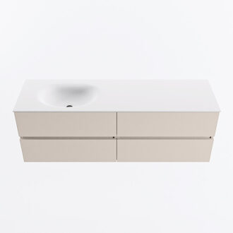 Mondiaz VICA 150cm badmeubel onderkast Linen 4 lades. Wastafel MOON links zonder kraangat, kleur Talc.
