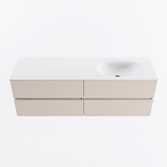 Mondiaz VICA 150cm badmeubel onderkast Linen 4 lades. Wastafel MOON rechts 1 kraangat, kleur Talc.